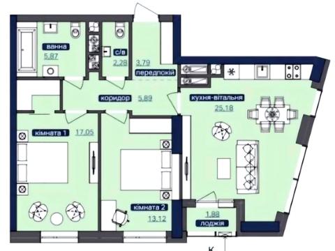 квартира за адресою Академіка Заболотного вул., 1-Б