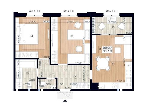 квартира по адресу Коцюбинського ул., (Будинок Б3)