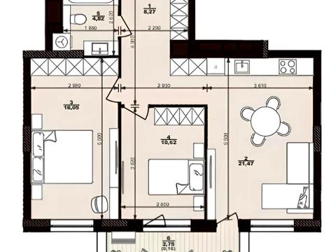 квартира по адресу Проектируемая-Троллейбусная ул., (Будинок 1)