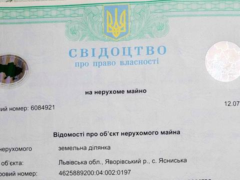 ділянка за адресою с. Ясниська, 