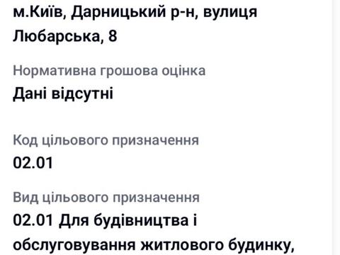 участок по адресу Любарська ул., 8