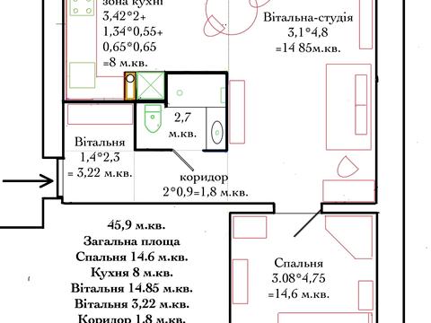 квартира по адресу Мрии ул. (Академика Туполева), 3