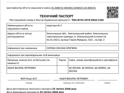 квартира за адресою Героїв Майдану вул. (Театральна), 42/1