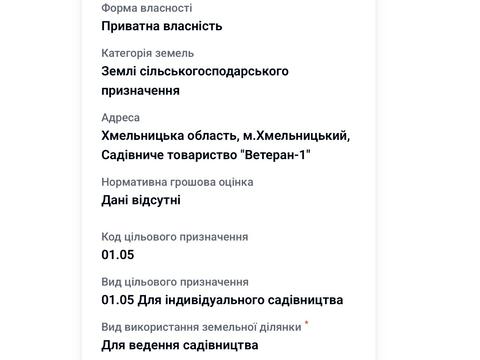 ділянка за адресою Хмельницький, 