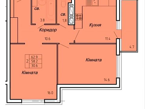 квартира по адресу Северина Наливайко ул., 1-К