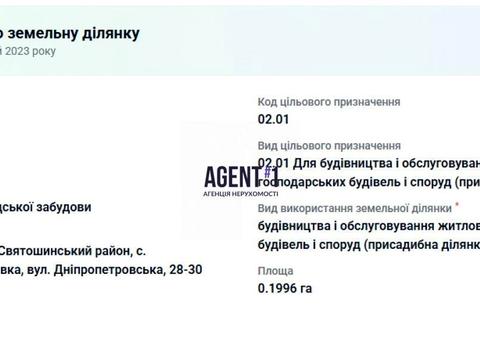 ділянка за адресою Дніпровська