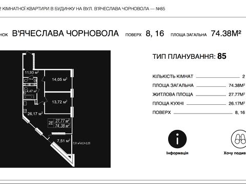квартира по адресу Черновола просп. (700-летия Львова), 77