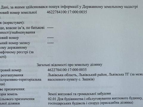 ділянка за адресою с. Зашків, 