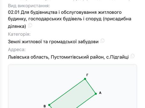 ділянка за адресою с. Підгайці, Данила Галицького
