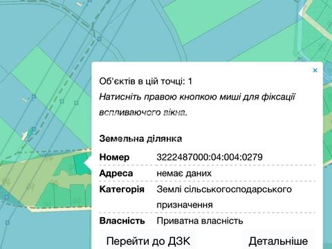 участок по адресу Центральна