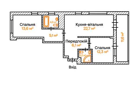 квартира по адресу Гарета Джонса ул. (Сім'ї Хохлових), (Будинок А06)