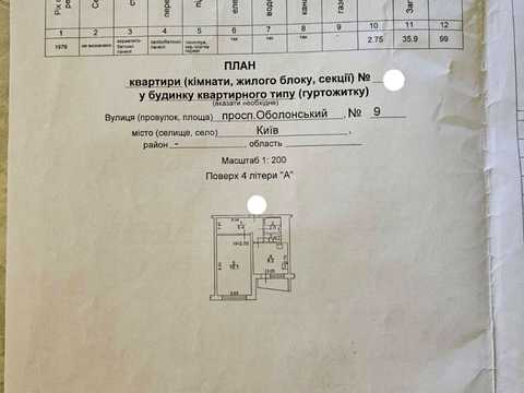 квартира по адресу Оболонский просп., 9