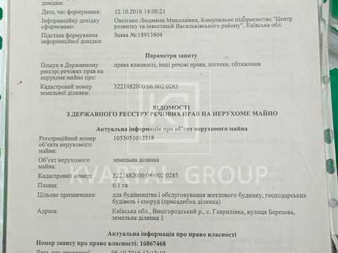 ділянка за адресою с. Гаврилівка, 