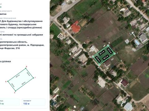 ділянка за адресою Підгородне, яворницька, 216