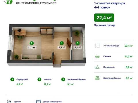квартира за адресою Квіткова вул. (Богуна), 1