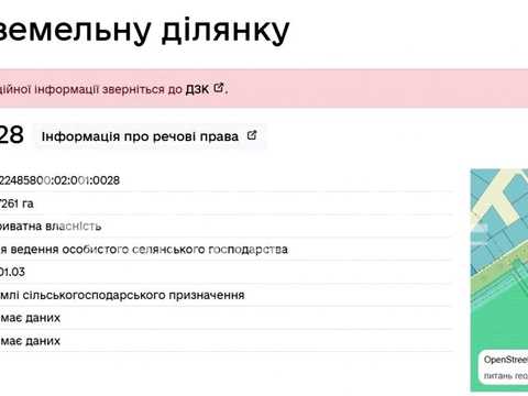 участок по адресу Центральна ул.