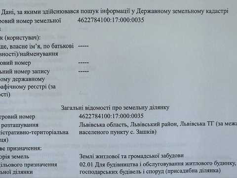 ділянка за адресою с. Зашків, не призначено