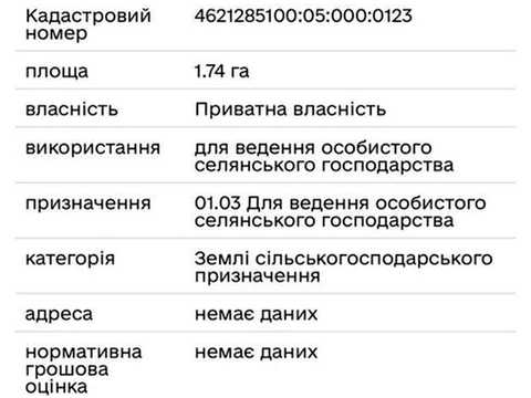 ділянка за адресою нема
