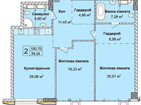 квартира за адресою Андрія Верхогляда вул. (Михайла Драгомирова), (8 черга (будинок 9))