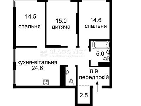 квартира по адресу Виктора Некрасова ул. (Північно-Сирецька), 12-А
