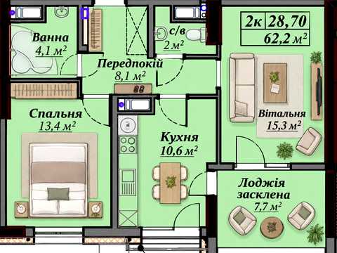 квартира за адресою Гетьмана Мазепи вул., 144-Е