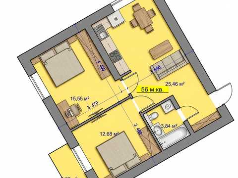 квартира за адресою Дмитра Коцюбайла вул., (Будинок 1)