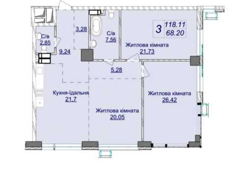 квартира за адресою Андрія Верхогляда вул. (Михайла Драгомирова), (7 черга (будинок 3))