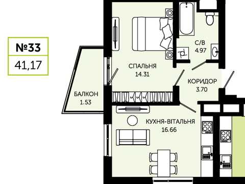 квартира по адресу Щурата ул., (Будинок 4)