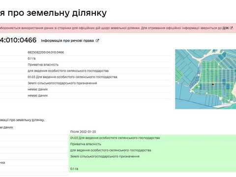 ділянка за адресою Хмельницький, біля Царського озера