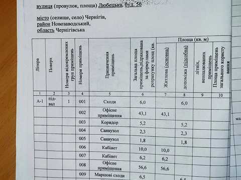 комерційна за адресою Чернігів, Любецька вул., 56