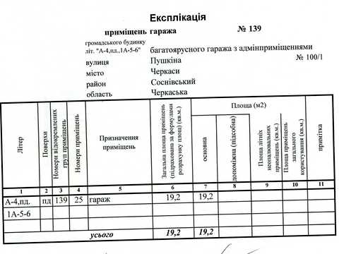 паркоместо по адресу Праведницы Шулежко ул. (Пушкіна), 100/1