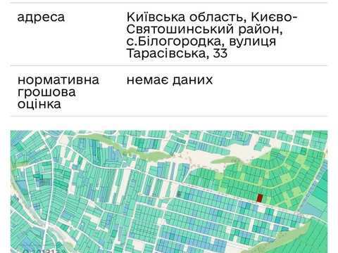 ділянка за адресою Тарасівська, 33