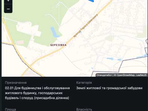 ділянка за адресою Шевченка