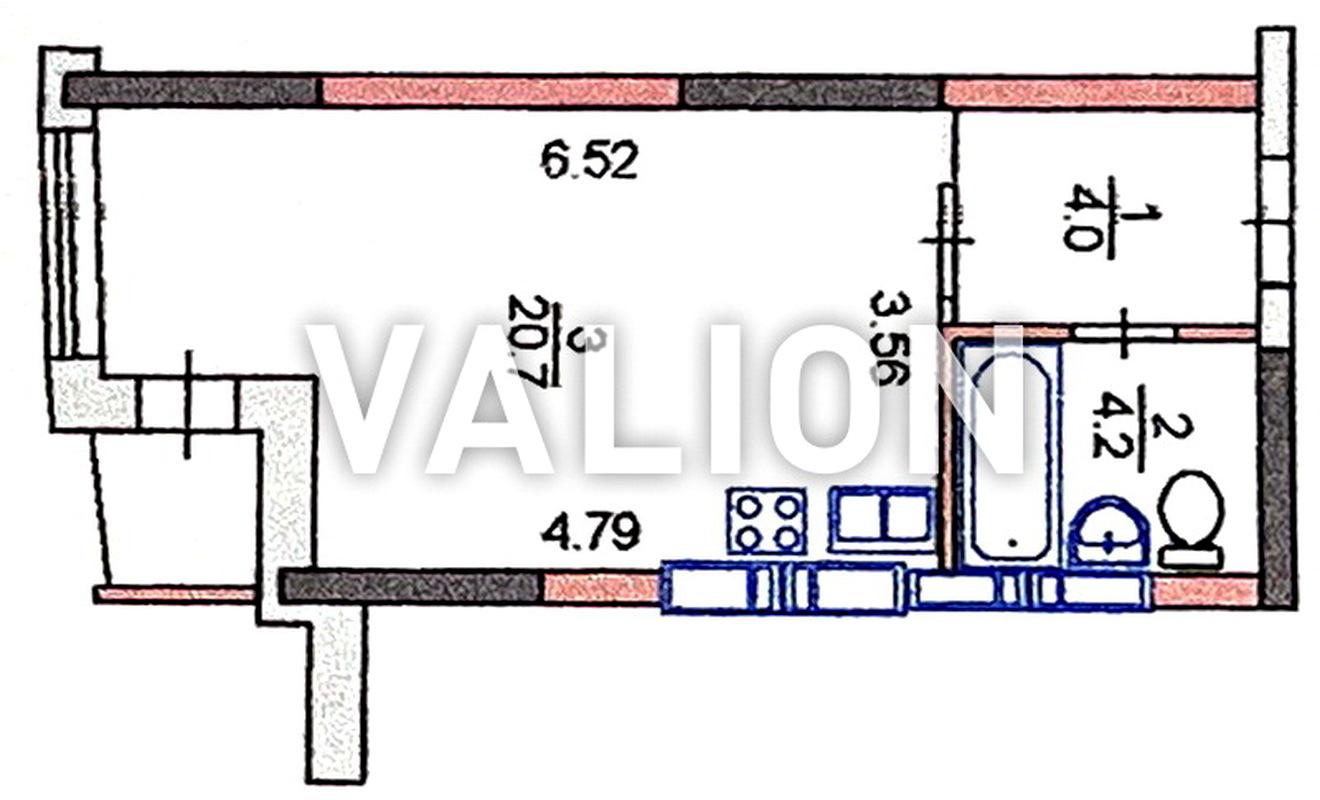 1-комнатная квартира по адресу ул. Кадетский Гай (площадь 29,6 м²) - Atlanta.ua - фото 7