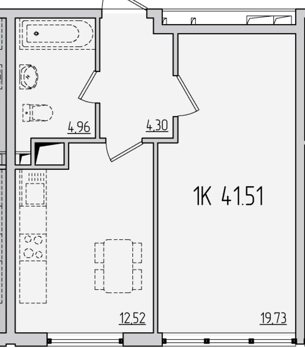 1-комнатная квартира по адресу (площадь 41,5 м²) - Atlanta.ua - фото 7