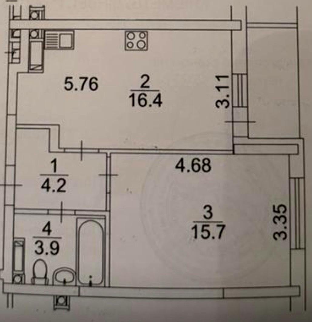 1-кімнатна квартира за адресою (площа 43 м²) - Atlanta.ua - фото 14