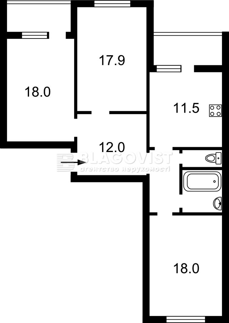 3-комнатная квартира по адресу ул. Коноплянская (площадь 93 м²) - Atlanta.ua - фото 4
