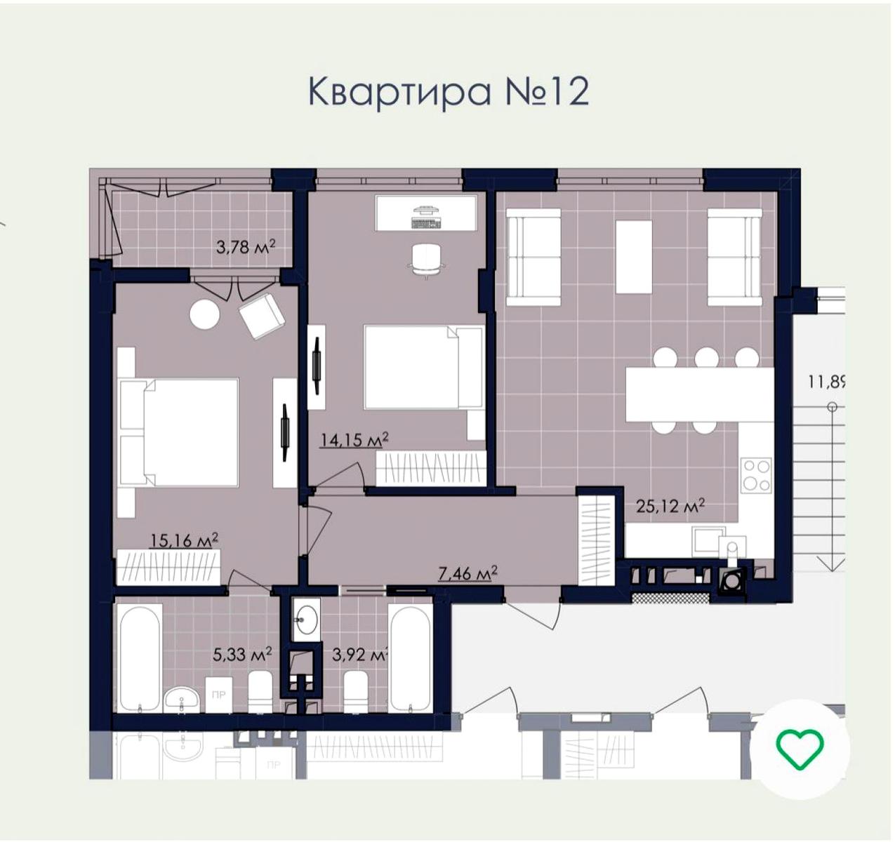 2-комнатная квартира по адресу ул. Ривна (площадь 74,9 м²) - Atlanta.ua - фото 9