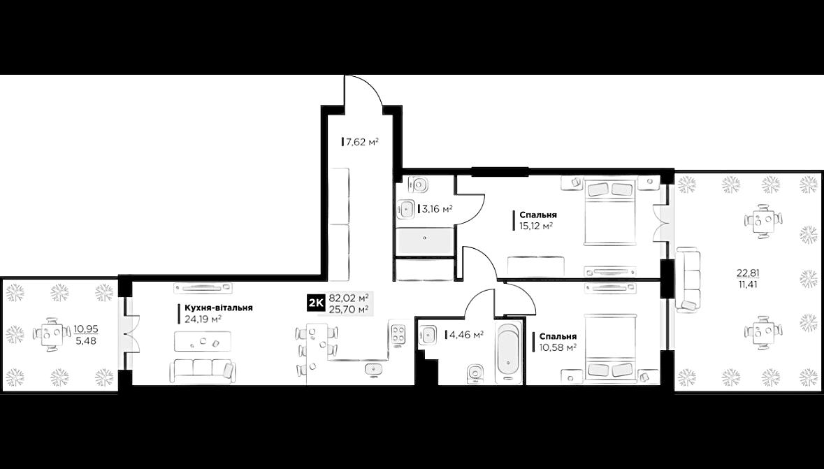 2-комнатная квартира по адресу (площадь 82,0 м²) - Atlanta.ua - фото 6