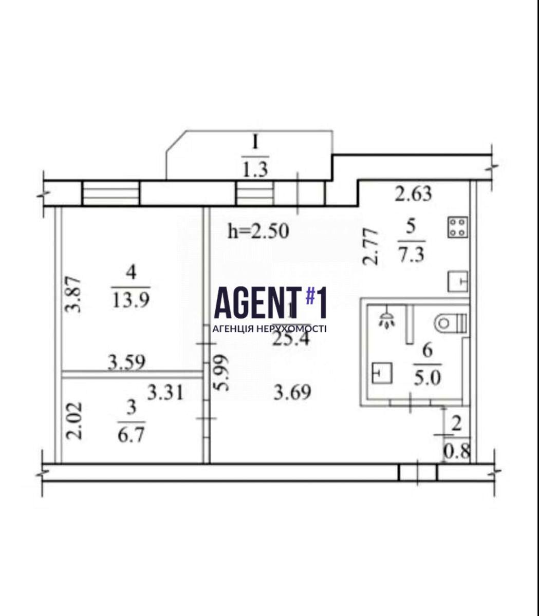 2-комнатная квартира по адресу ул. Черкасская (площадь 60 м²) - Atlanta.ua - фото 10