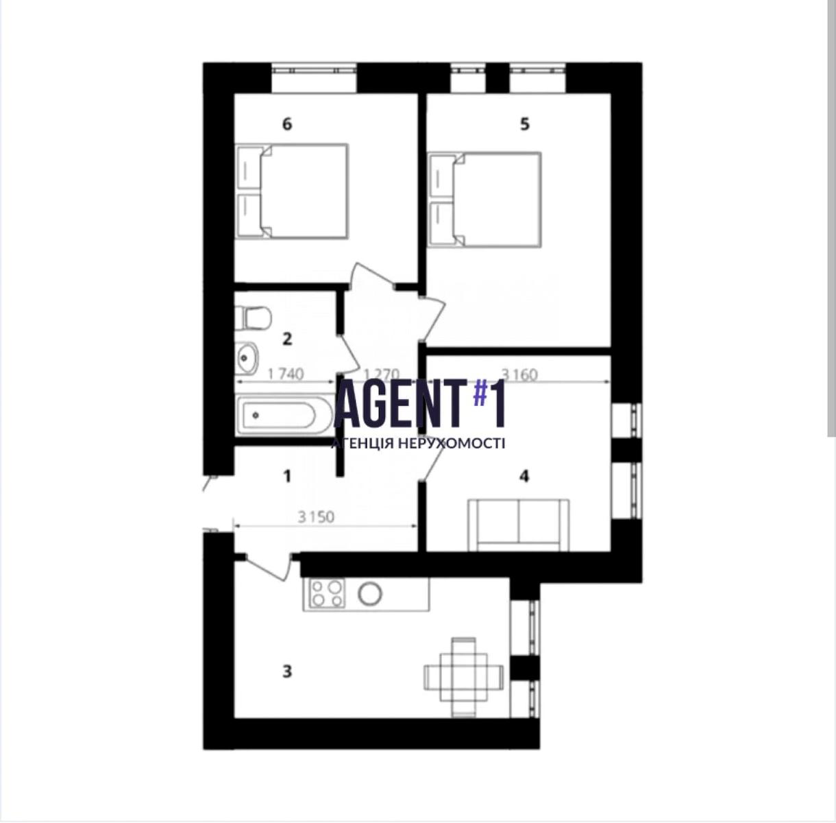 3-комнатная квартира по адресу ул. Соборная (площадь 60,5 м²) - фото 8 3-комнатная квартира по адресу ул. Соборная (площадь 60,5 м²) - Atlanta.ua - фото 8