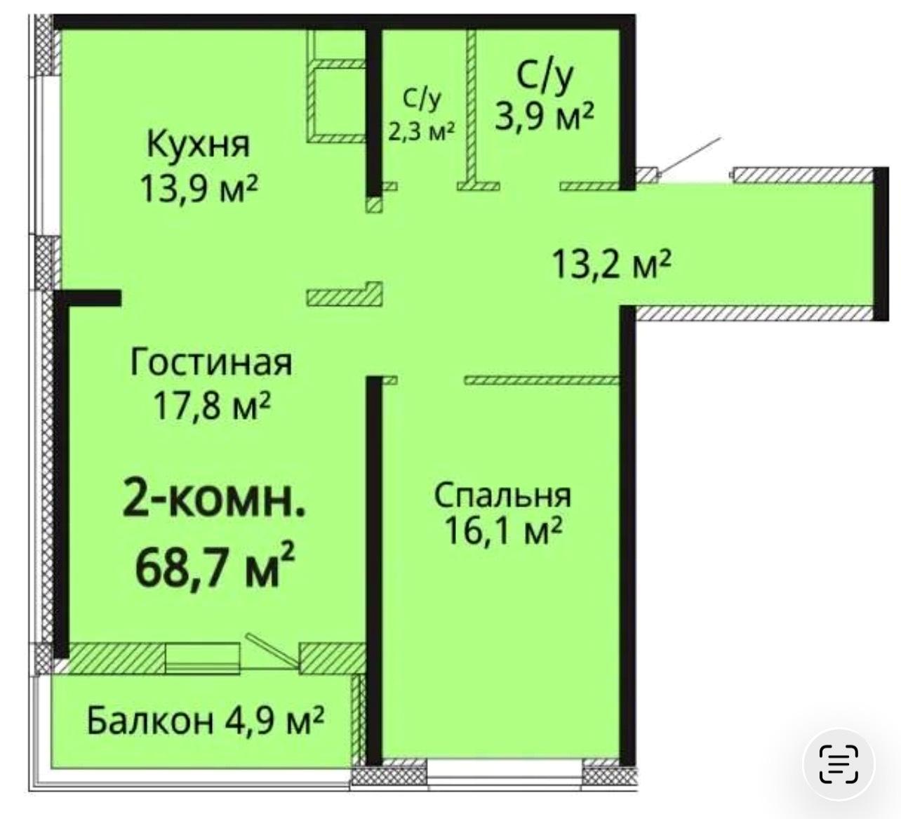 2-rooms apartment apartment by the address st. Universitetskaya (area 70 m²) - Atlanta.ua - photo 3