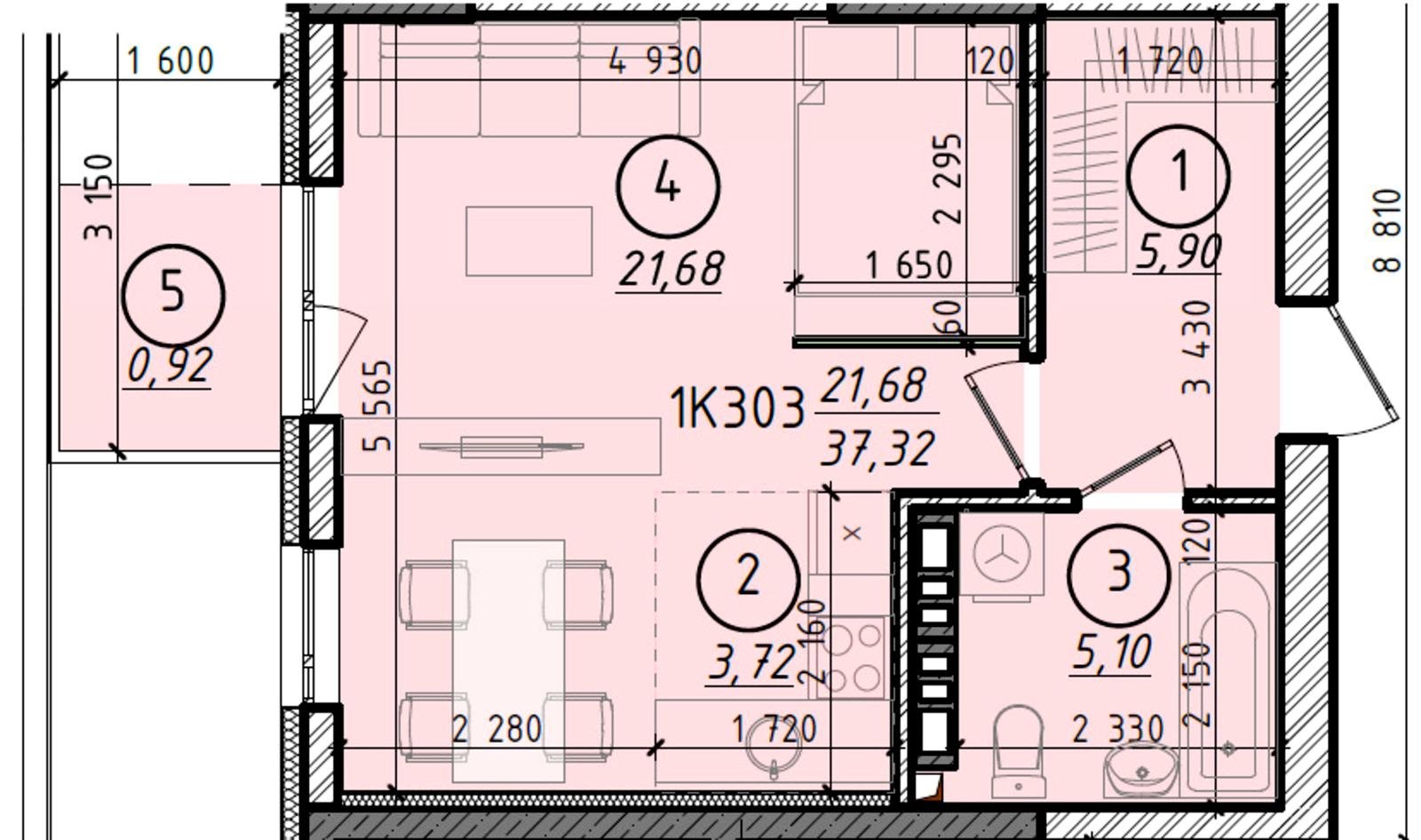 1-комнатная квартира по адресу ул. Швабська (площадь 37,3 м²) - Atlanta.ua - фото 4