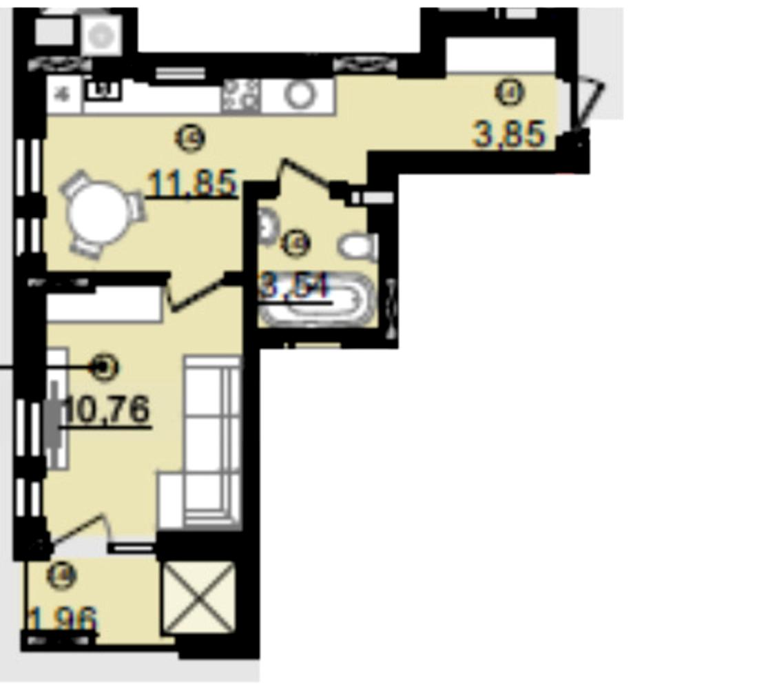 1-комнатная квартира по адресу ул. Гагаріна Юрія (площадь 32 м²) - Atlanta.ua - фото 4