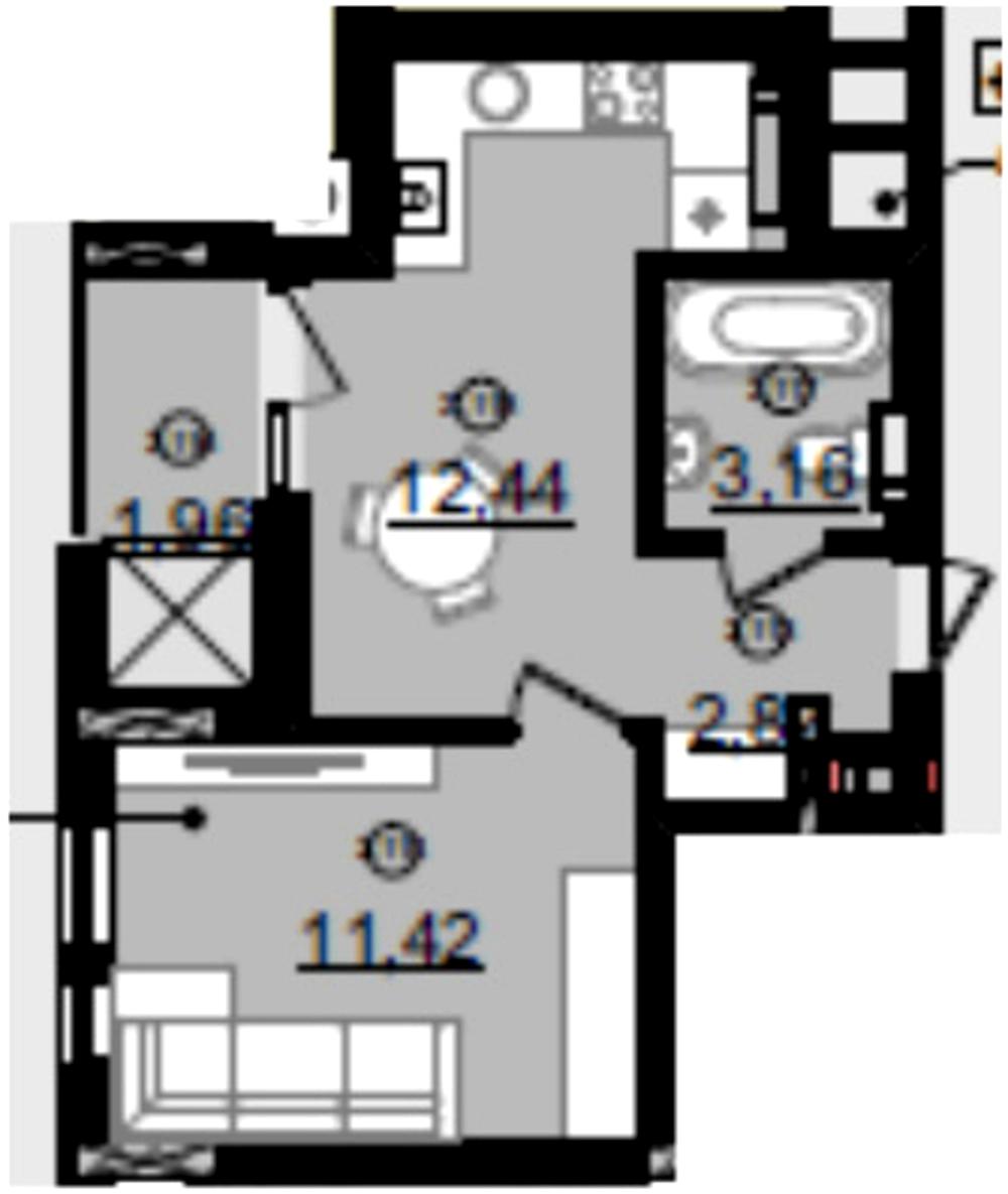 1-комнатная квартира по адресу (площадь 32,2 м²) - Atlanta.ua - фото 3