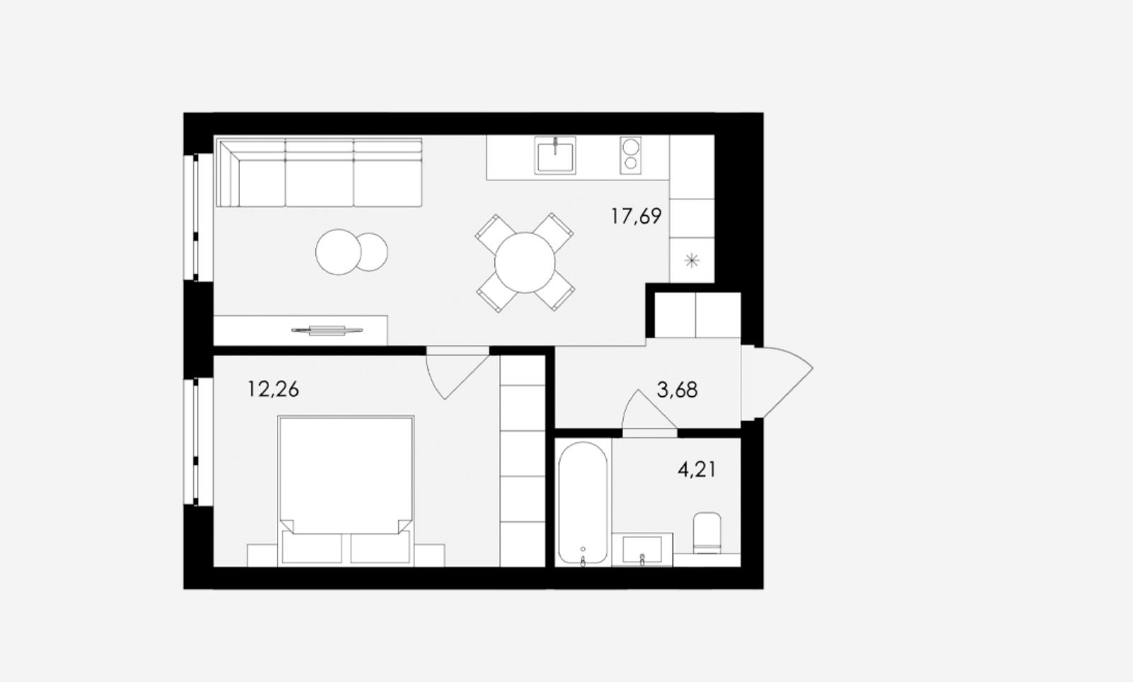1-комнатная квартира по адресу (площадь 37,8 м²) - Atlanta.ua - фото 2