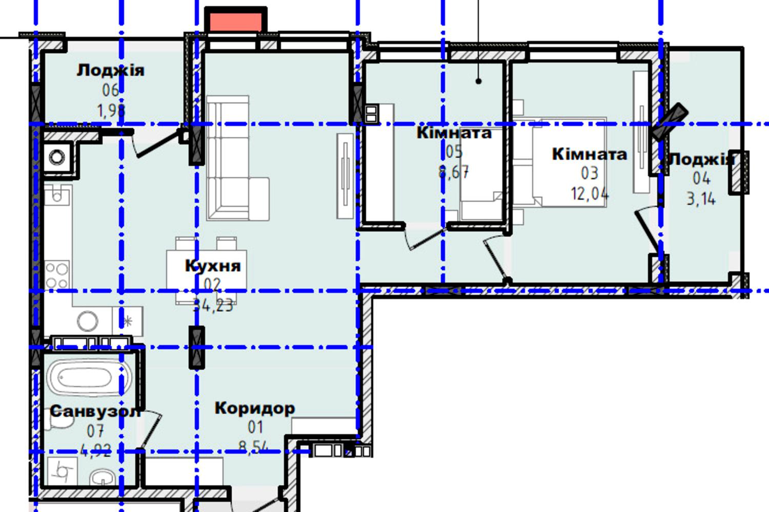 2-комнатная квартира по адресу ул. Mock (площадь 73,5 м²) - Atlanta.ua - фото 4