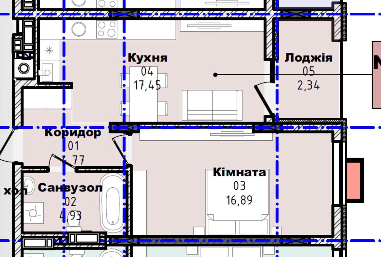 1-комнатная квартира по адресу Липовая Аллея ул. (площадь 46,4 м²) - Atlanta.ua - фото 4
