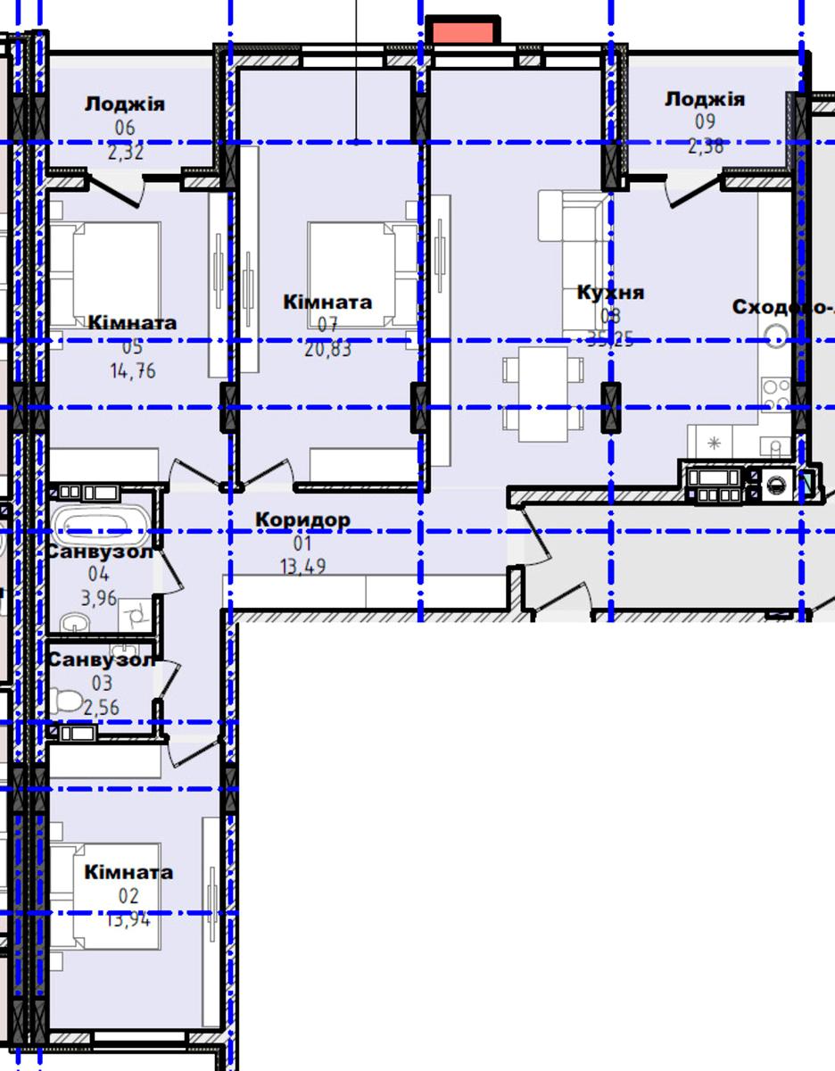 3-комнатная квартира по адресу ул. Гленца Фрица (площадь 109,5 м²) - Atlanta.ua - фото 4