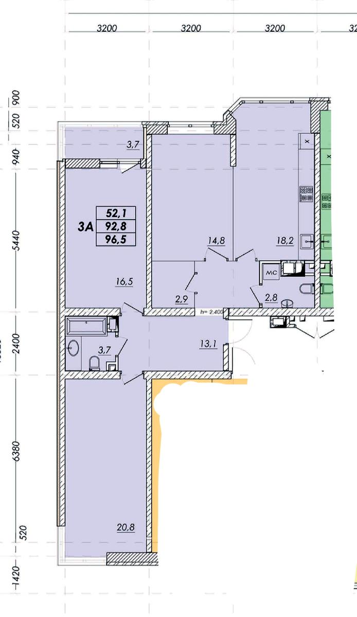 3-комнатная квартира по адресу (площадь 96,5 м²) - Atlanta.ua - фото 13